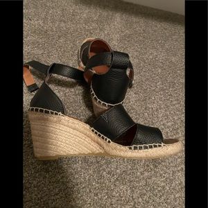 Leather ankle wrap espadrilles.